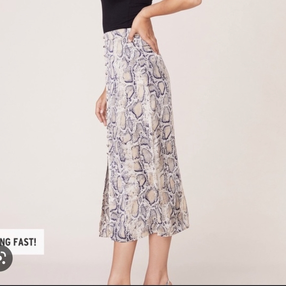 BB Dakota Dresses & Skirts - BB Dakota Ivory Snake Print Side Midi Skirt